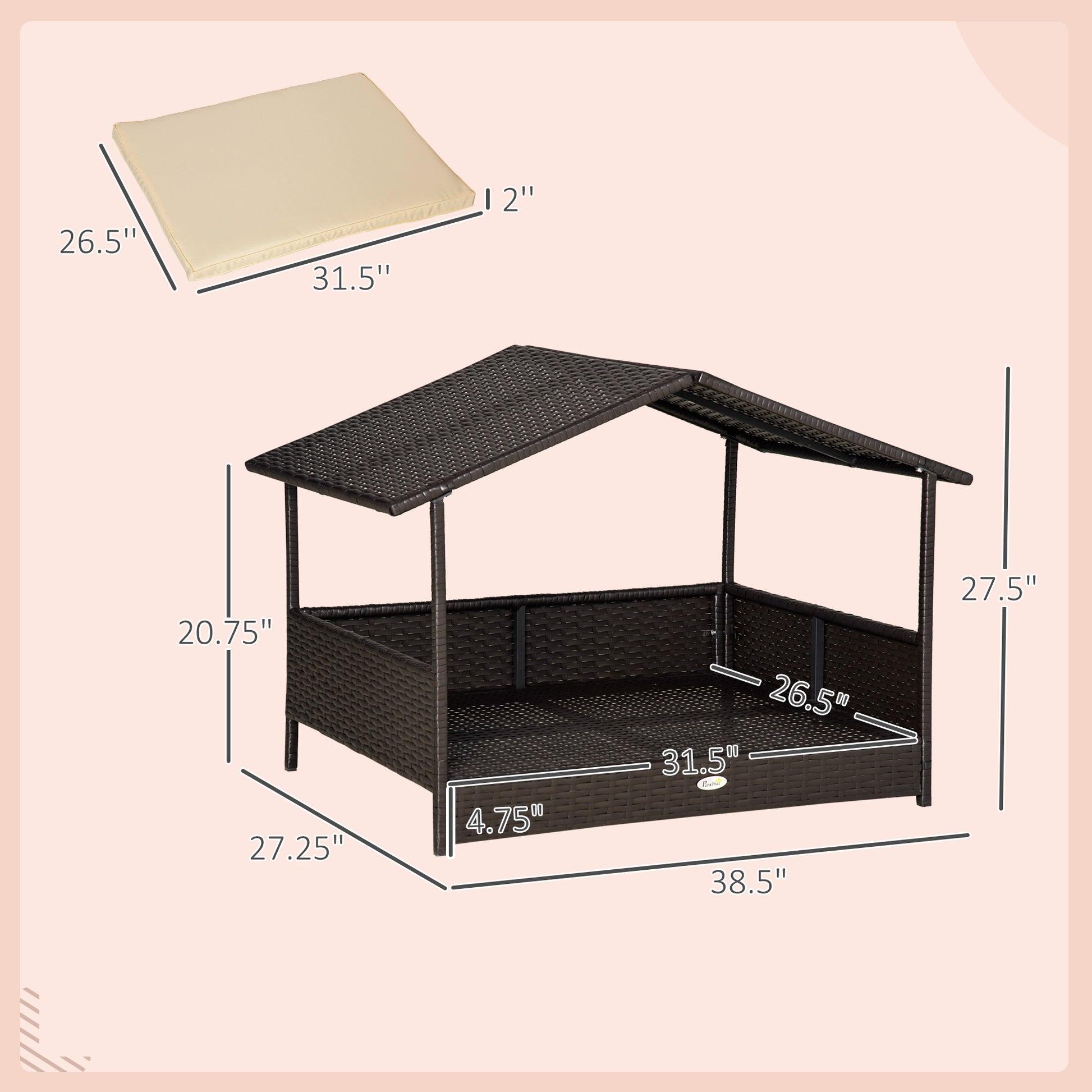 Outdoor Elevated Dog Bed with Canopy | Rattan Comfort