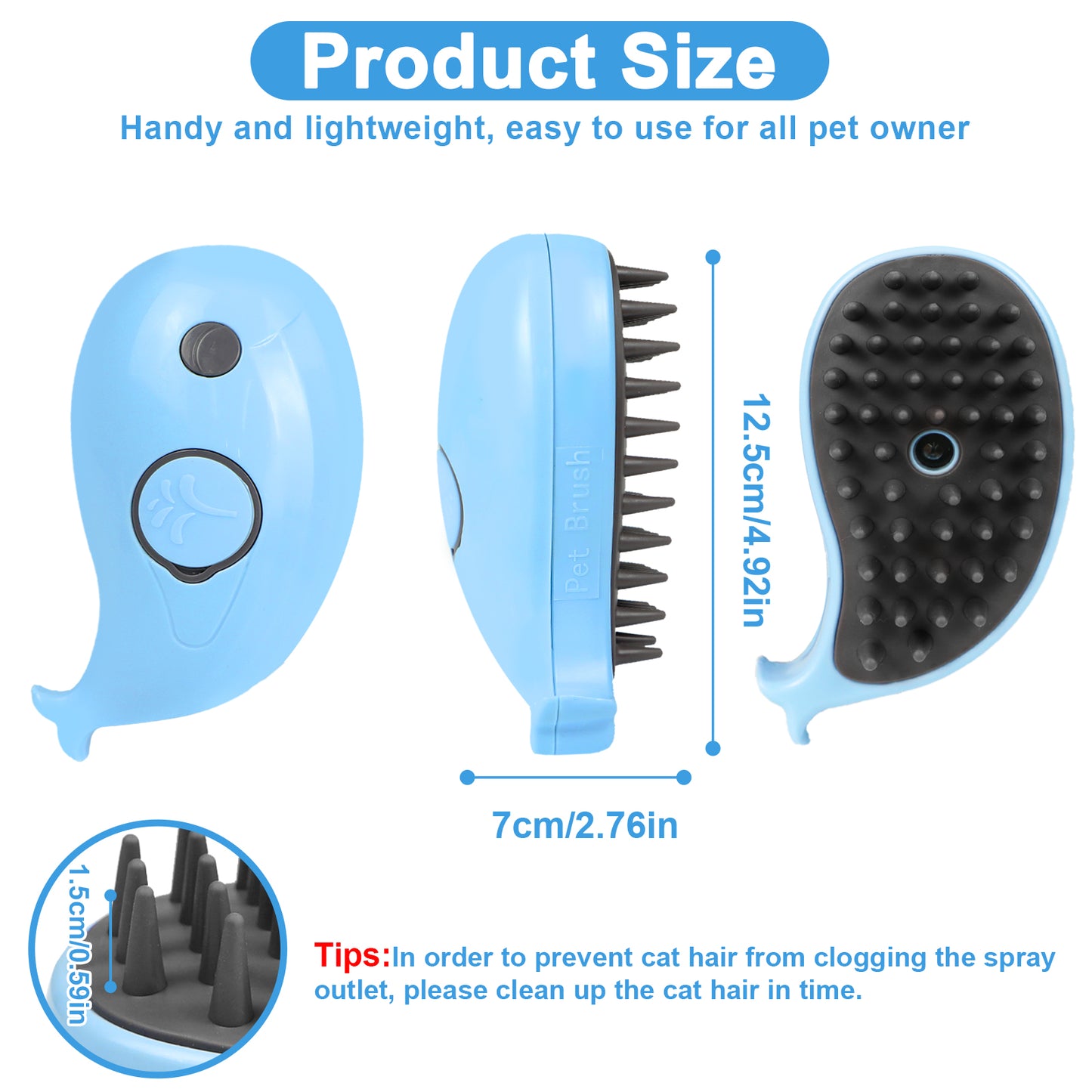 Cat Steam Brush for Shedding | Gentle Grooming Tool