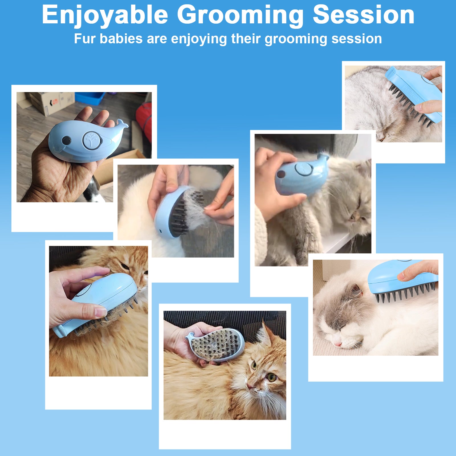Cat Steam Brush for Shedding and Grooming Indoor Cats Easily