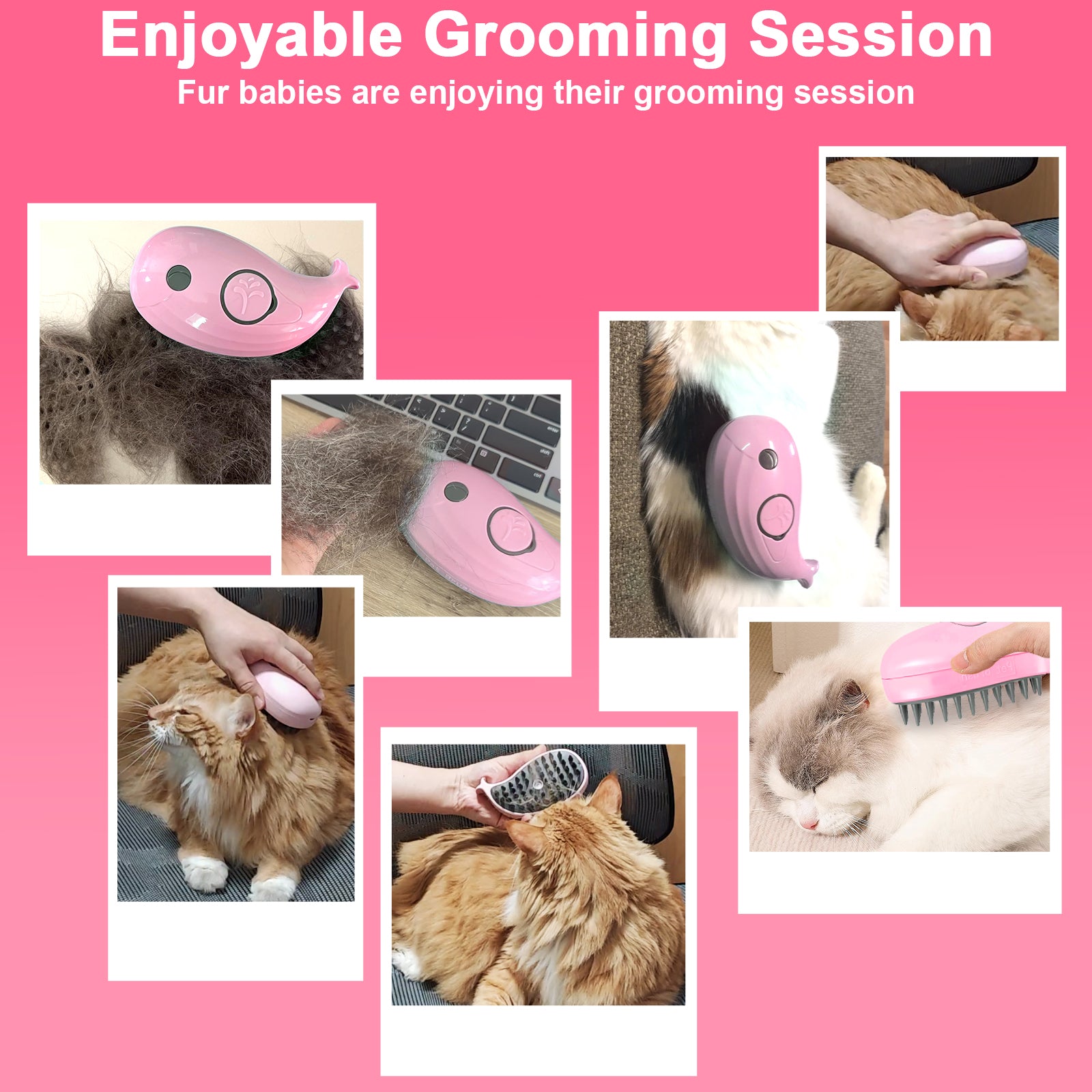 Cat Steam Brush for Shedding and Grooming Indoor Cats Easily