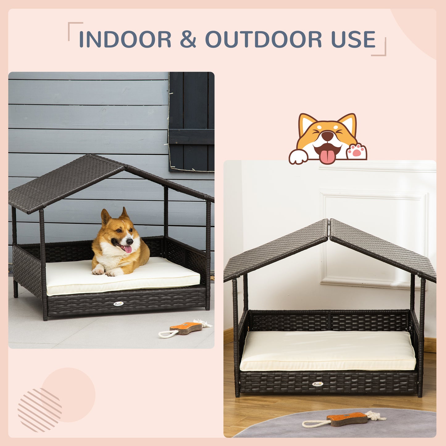Outdoor Elevated Dog Bed with Canopy – Luxury Rattan Pet Lounge