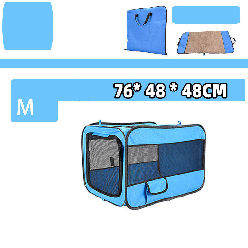 Pet travel carrier bag blue foldable carrier for dogs and cats size M 76*48*48CM